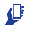 Hand holding a phone icon