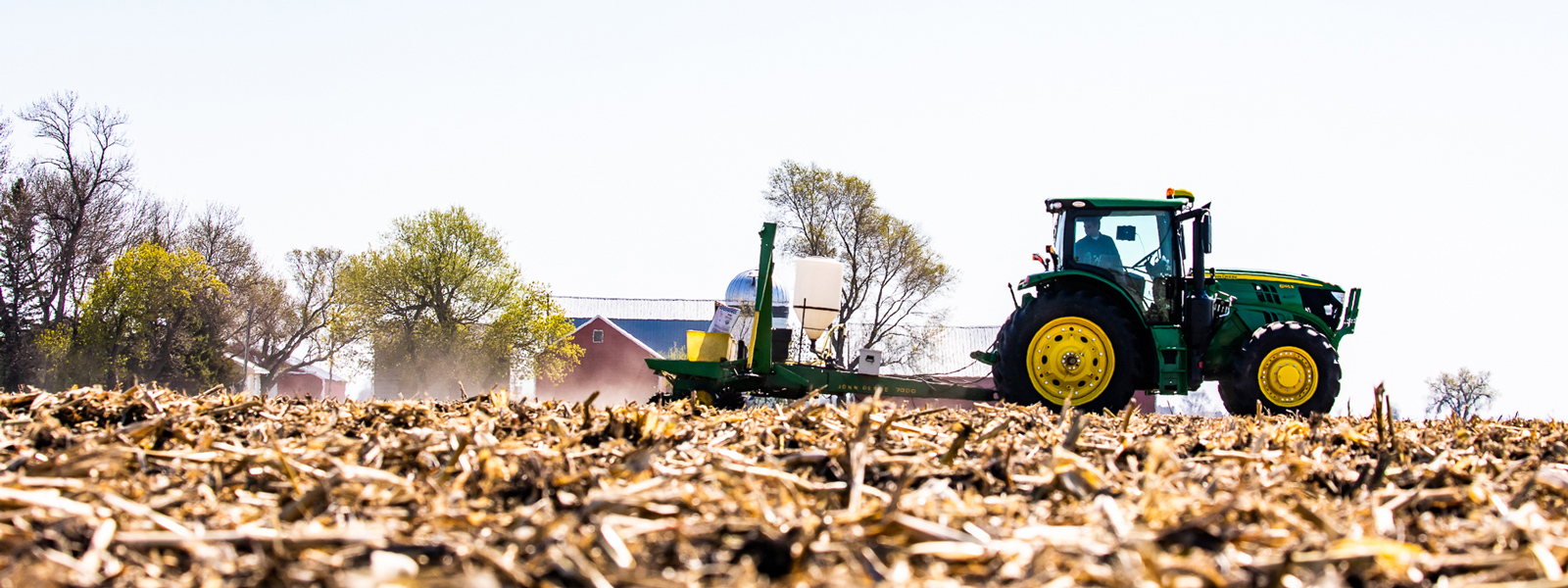 Tractor in a field post harvest