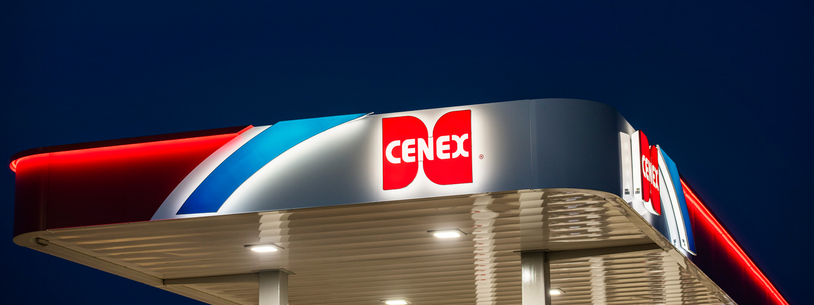 Cenex canopy at night