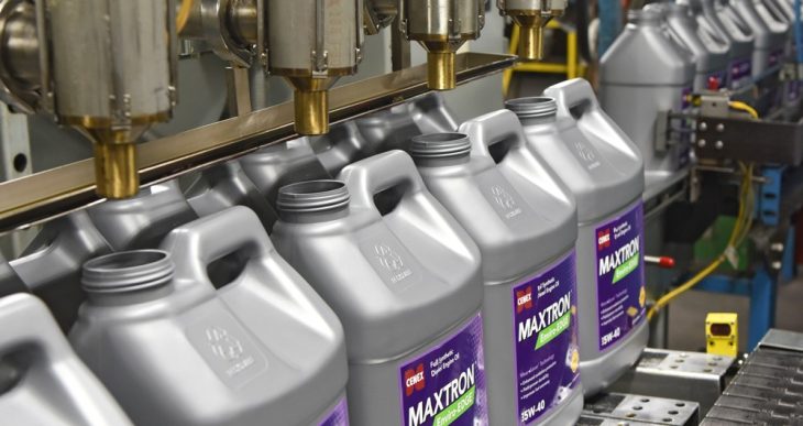 Lubricants being filled into bottles