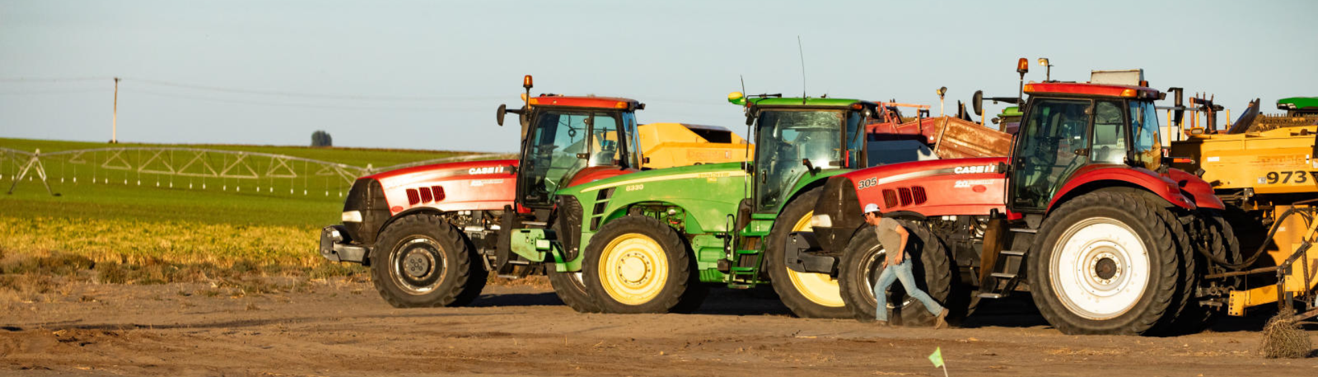 Tractors in a field